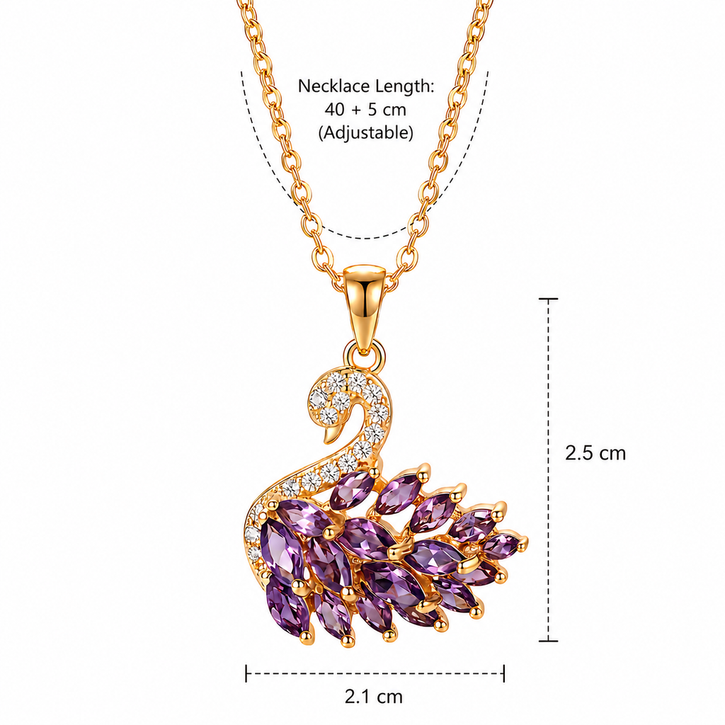 Purple & Gold Swan Necklace