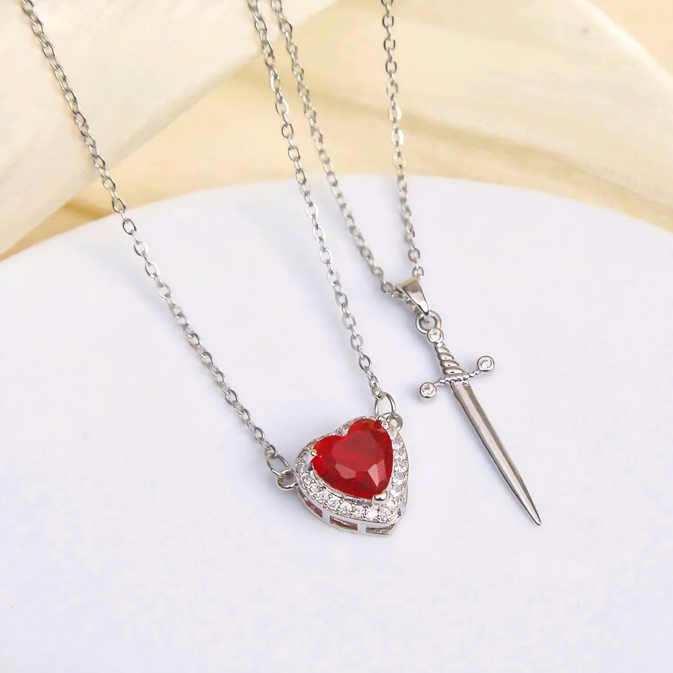 Heart & Sword Pendant Necklace