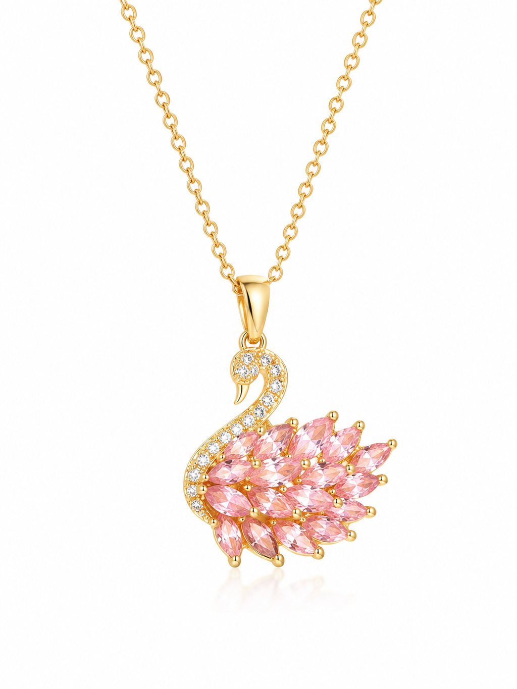 Pink & Gold Swan Necklace