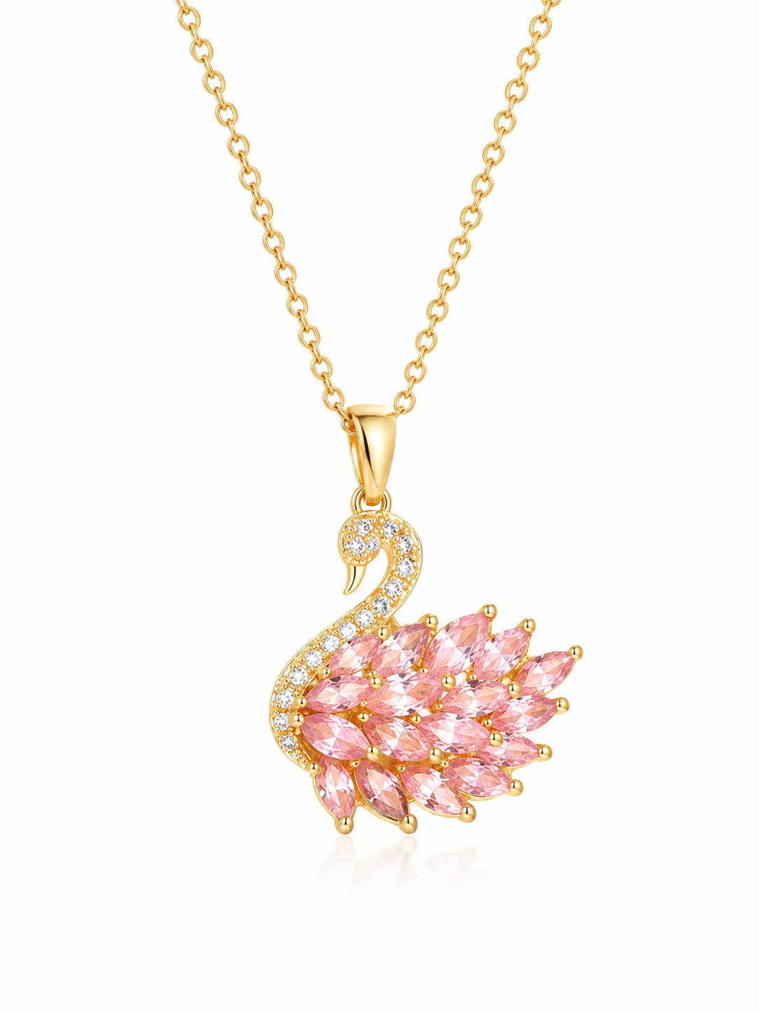 Pink & Gold Swan Necklace