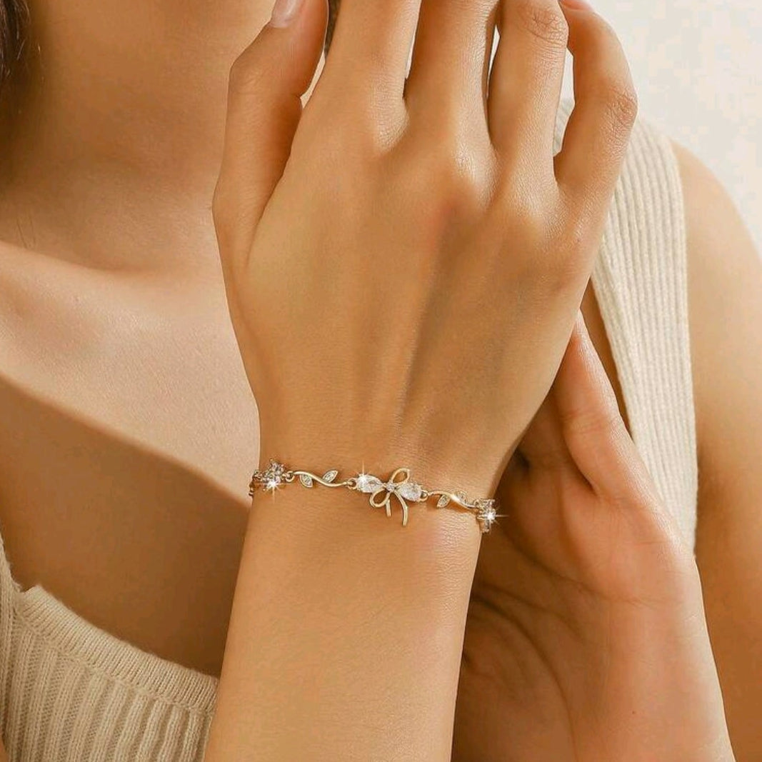 Floral Bow Zirconia Tennis Bracelet