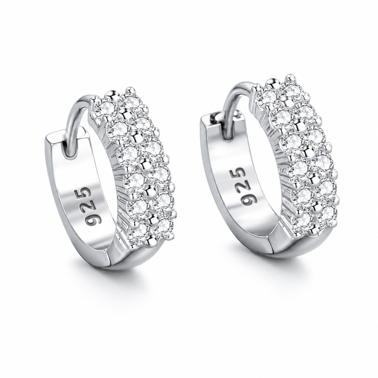 Elegant Double Row Crystal Hoop Earrings