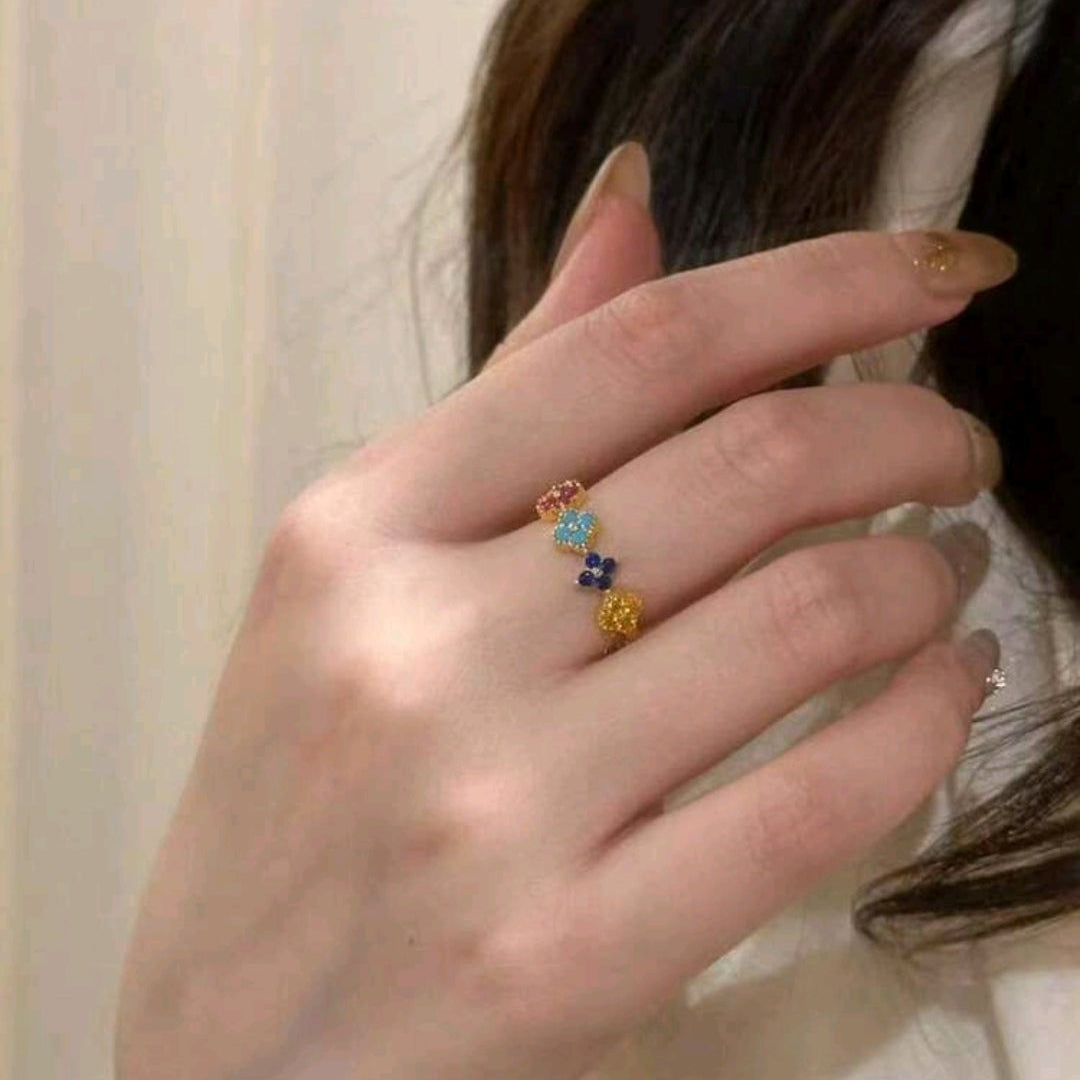 Colorful Clover Ring