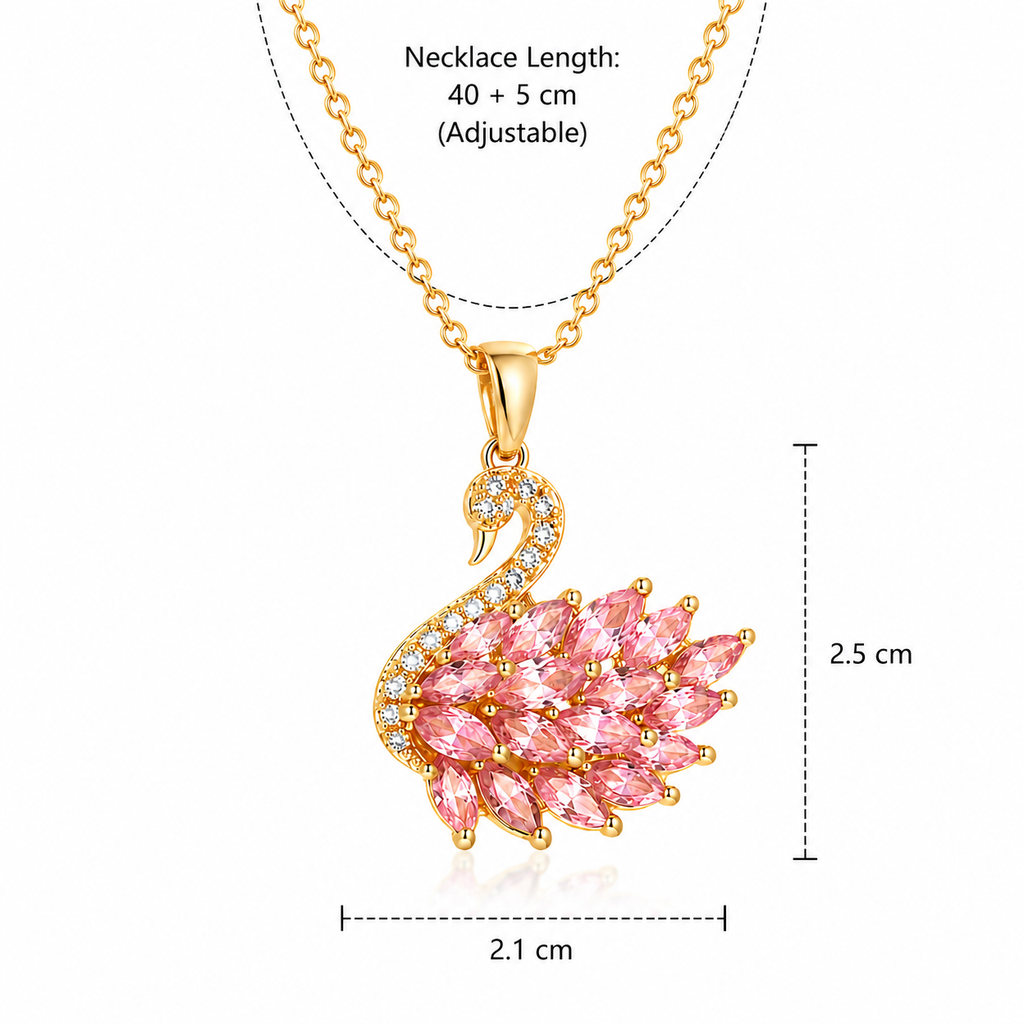 Pink & Gold Swan Necklace