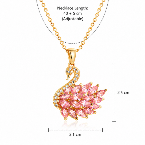 Pink & Gold Swan Necklace