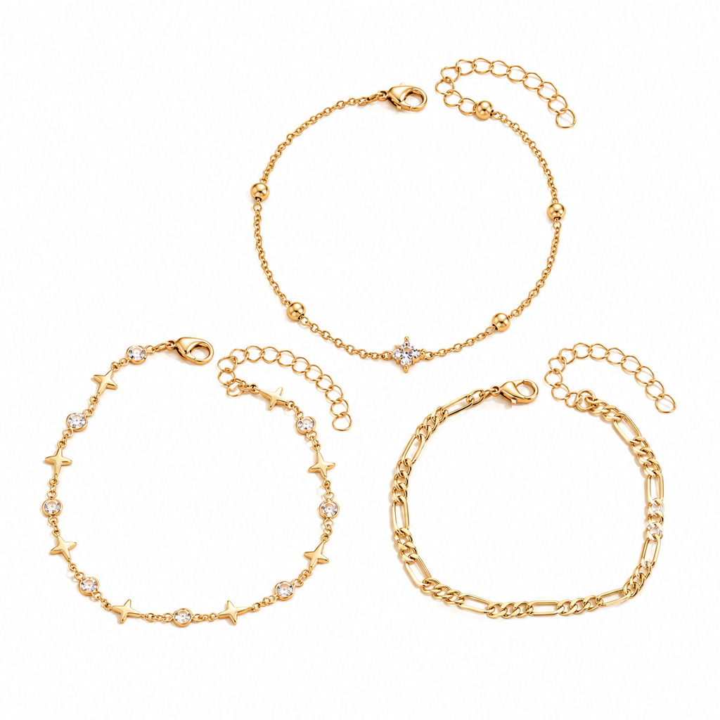 Layered Charm Bracelet Set