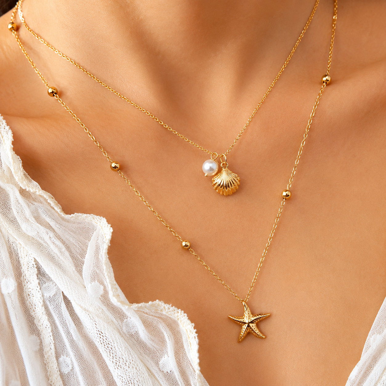 Layered Shell & Starfish Necklace