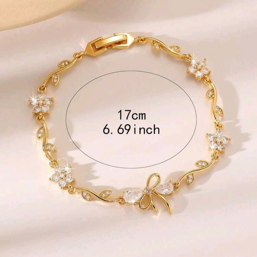 Floral Bow Zirconia Tennis Bracelet