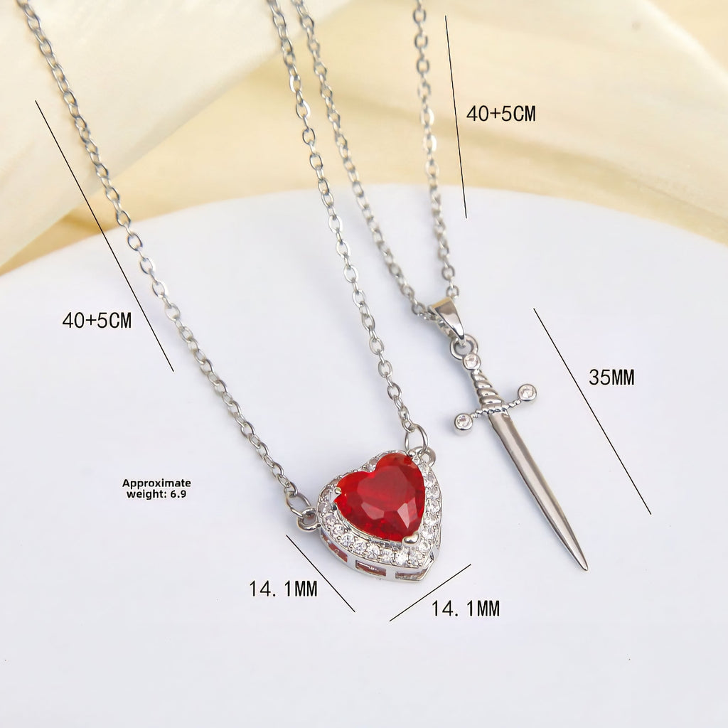 Heart & Sword Pendant Necklace