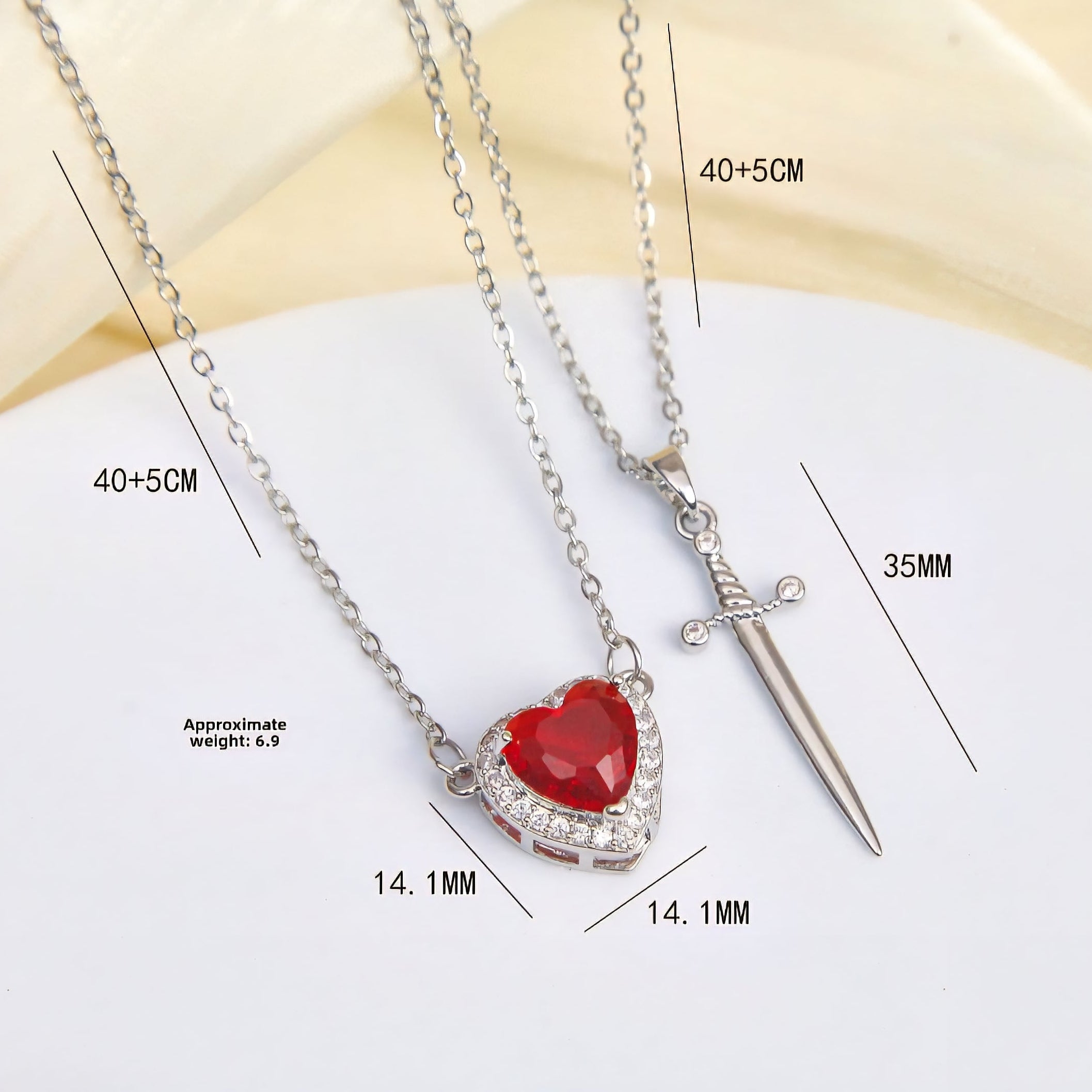 Heart & Sword Pendant Necklace