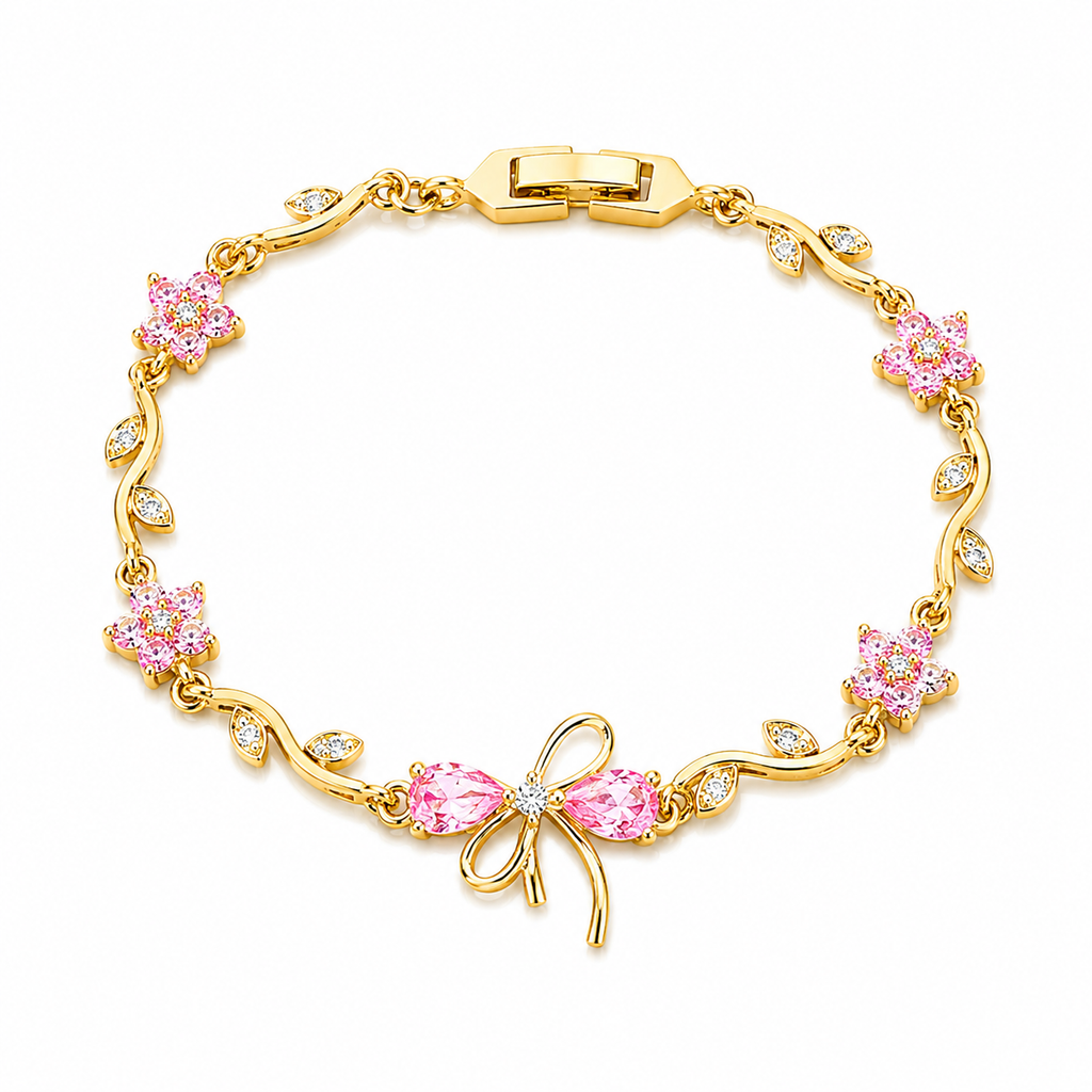 Floral Bow Zirconia Tennis Bracelet