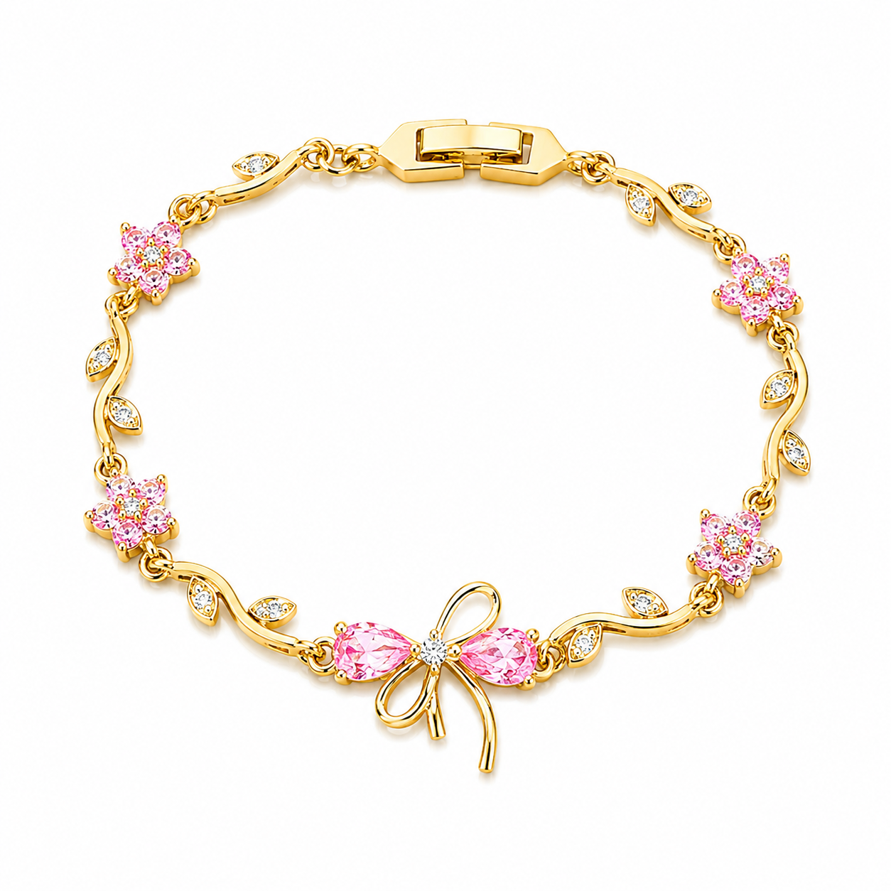 Floral Bow Zirconia Tennis Bracelet