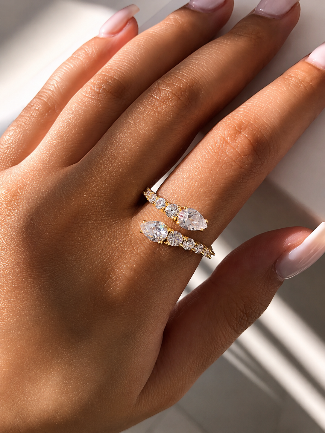 Pear Crystal Ring