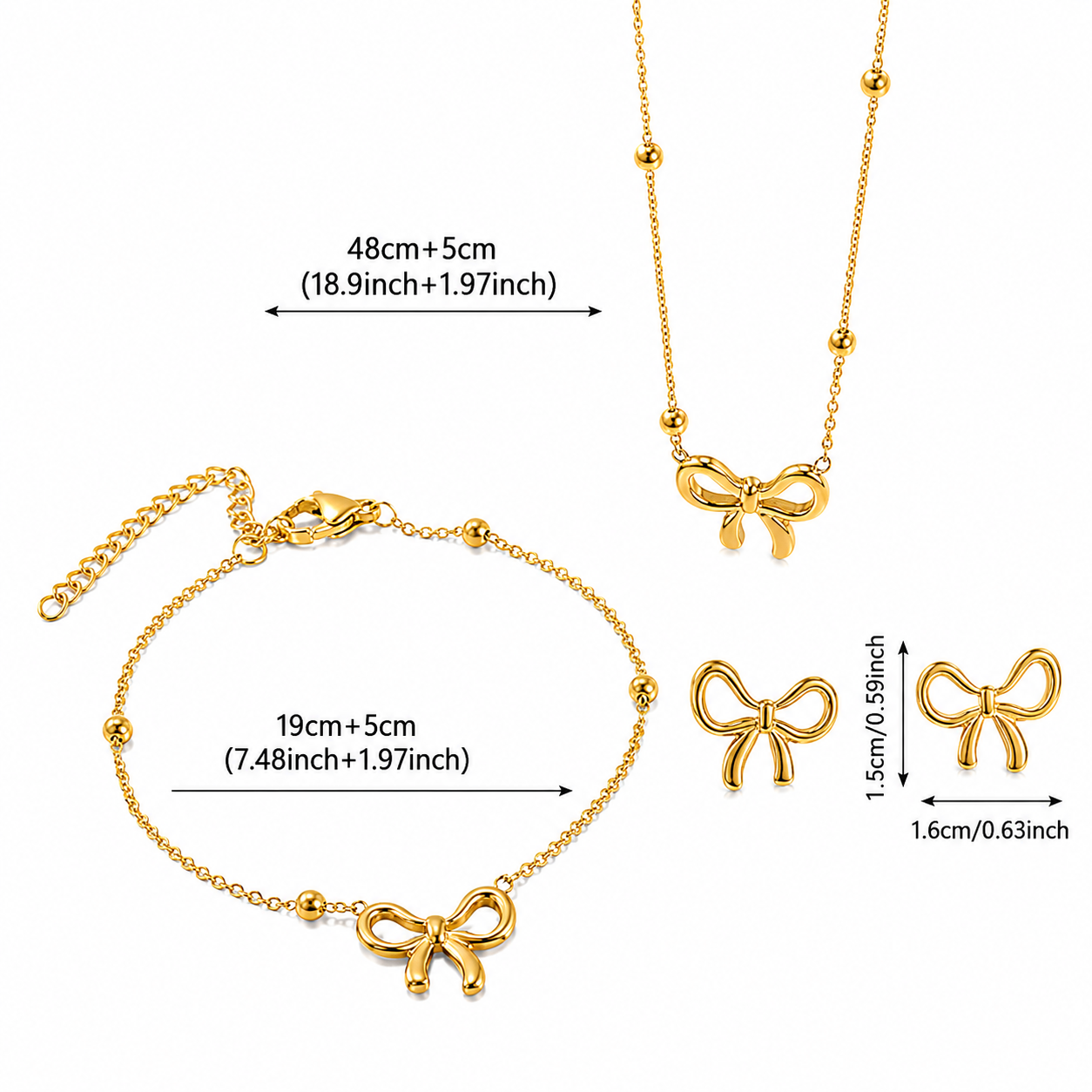 3-Piece Bow Jewelry Set