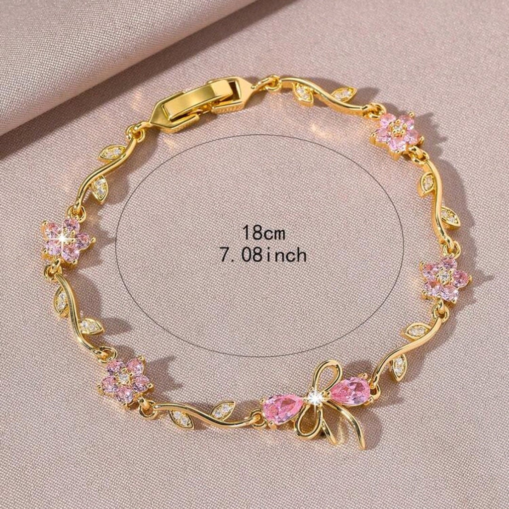 Floral Bow Zirconia Tennis Bracelet