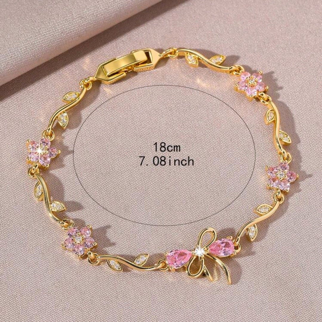 Floral Bow Zirconia Tennis Bracelet