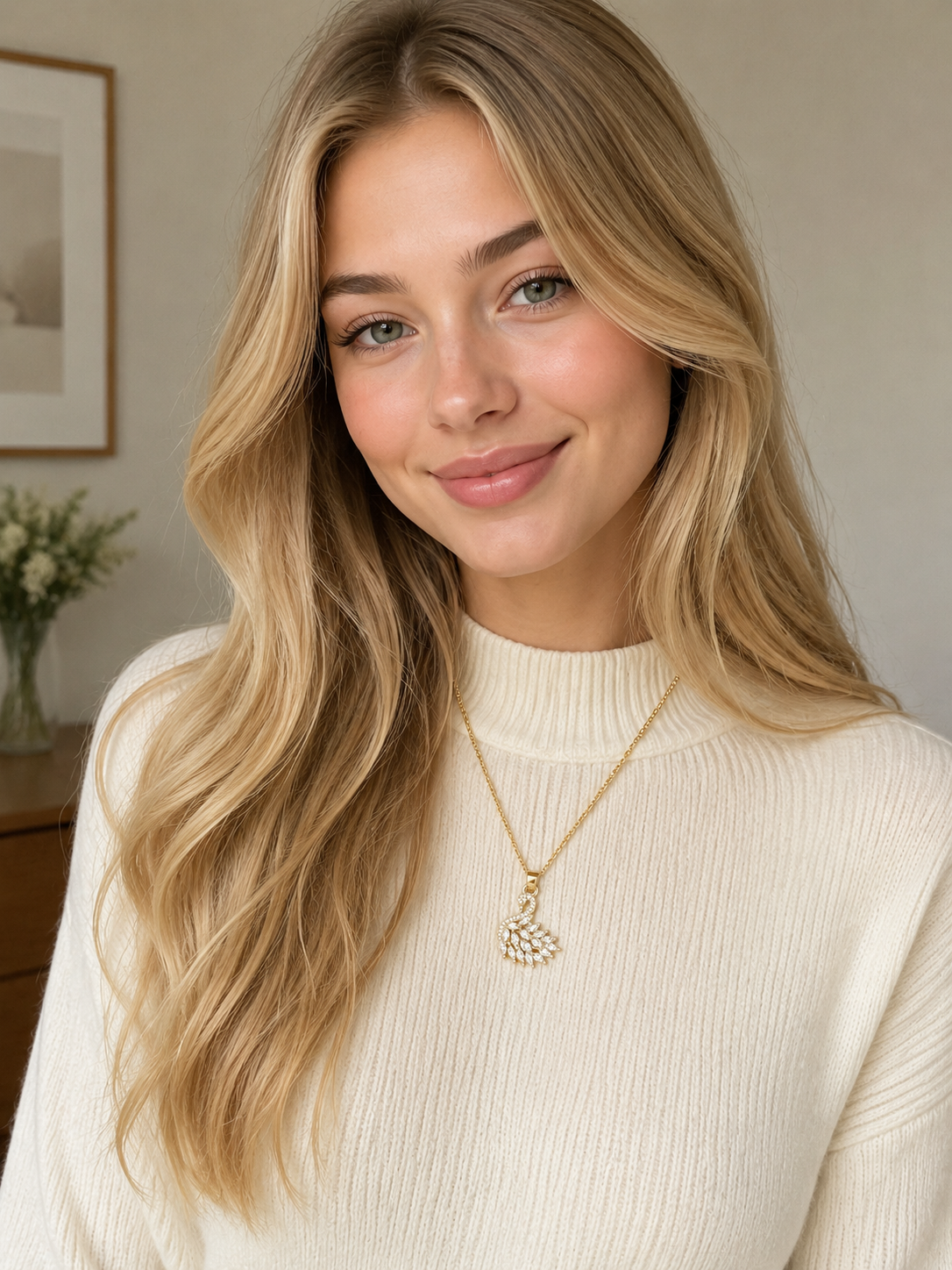 White & Gold Swan Necklace