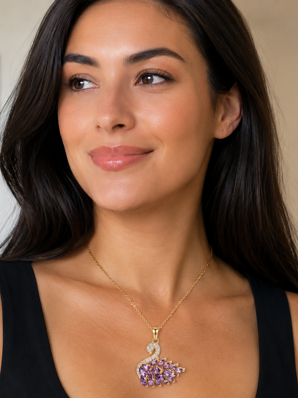 Purple & Gold Swan Necklace