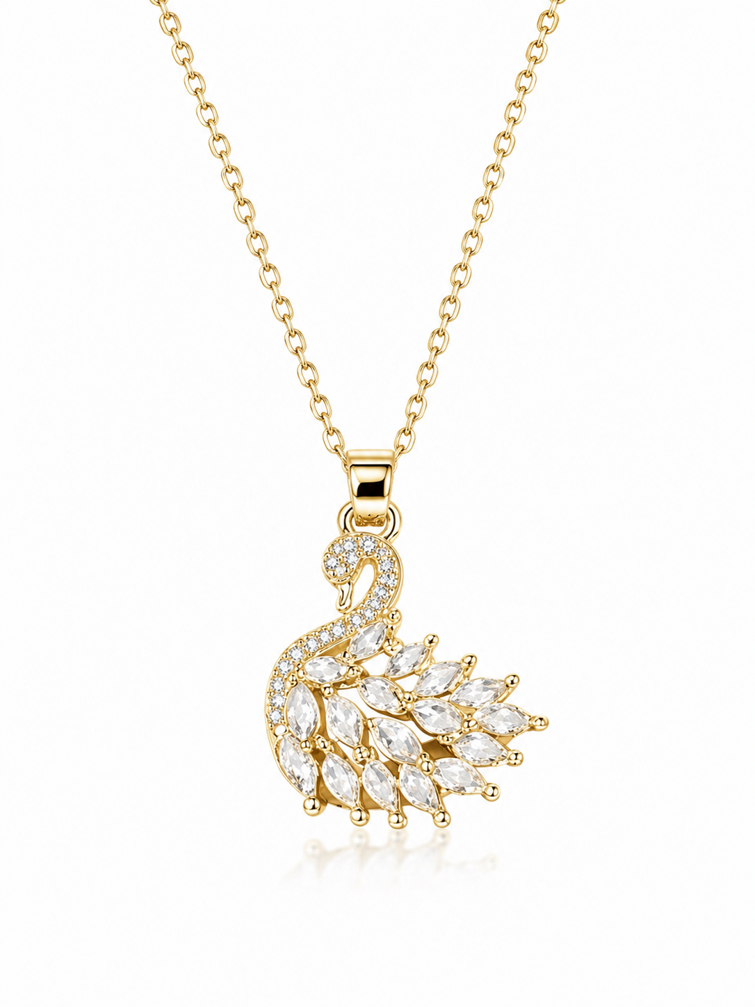 White & Gold Swan Necklace
