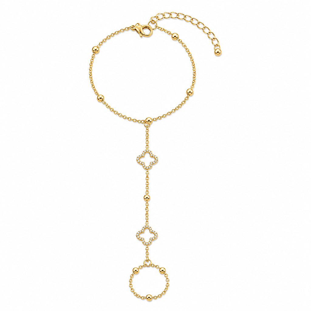 Diamond Clover Hand Chain Bracelet