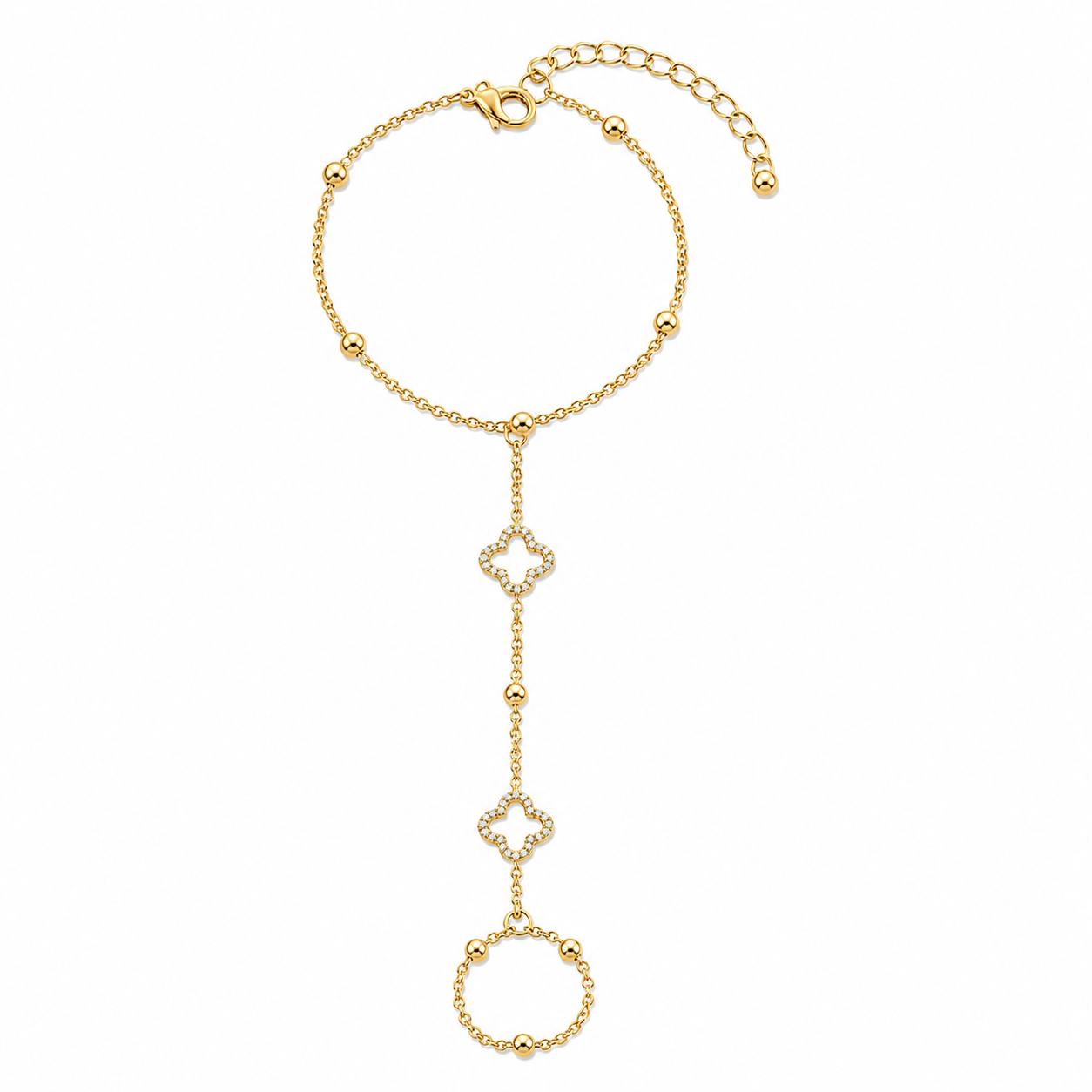 Diamond Clover Hand Chain Bracelet