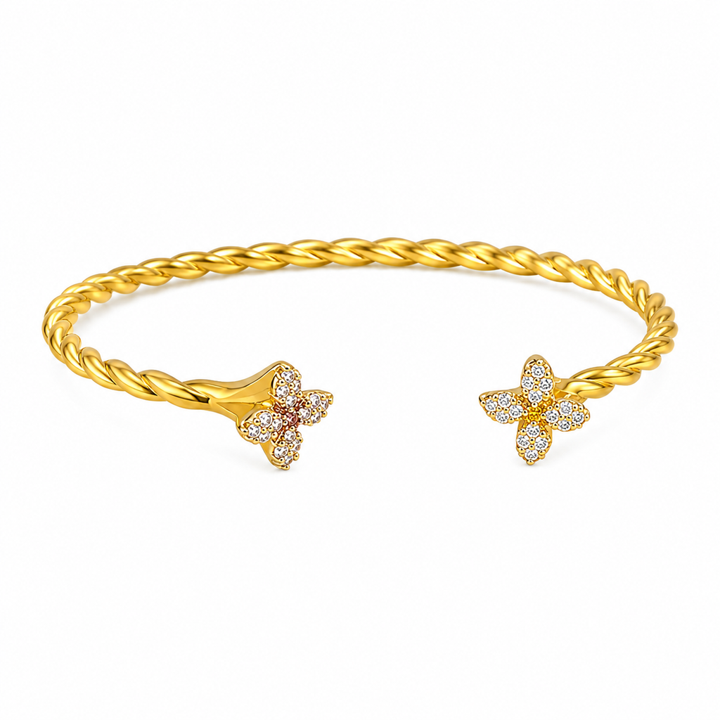 Clover Crystal Bangle Bracelet Set