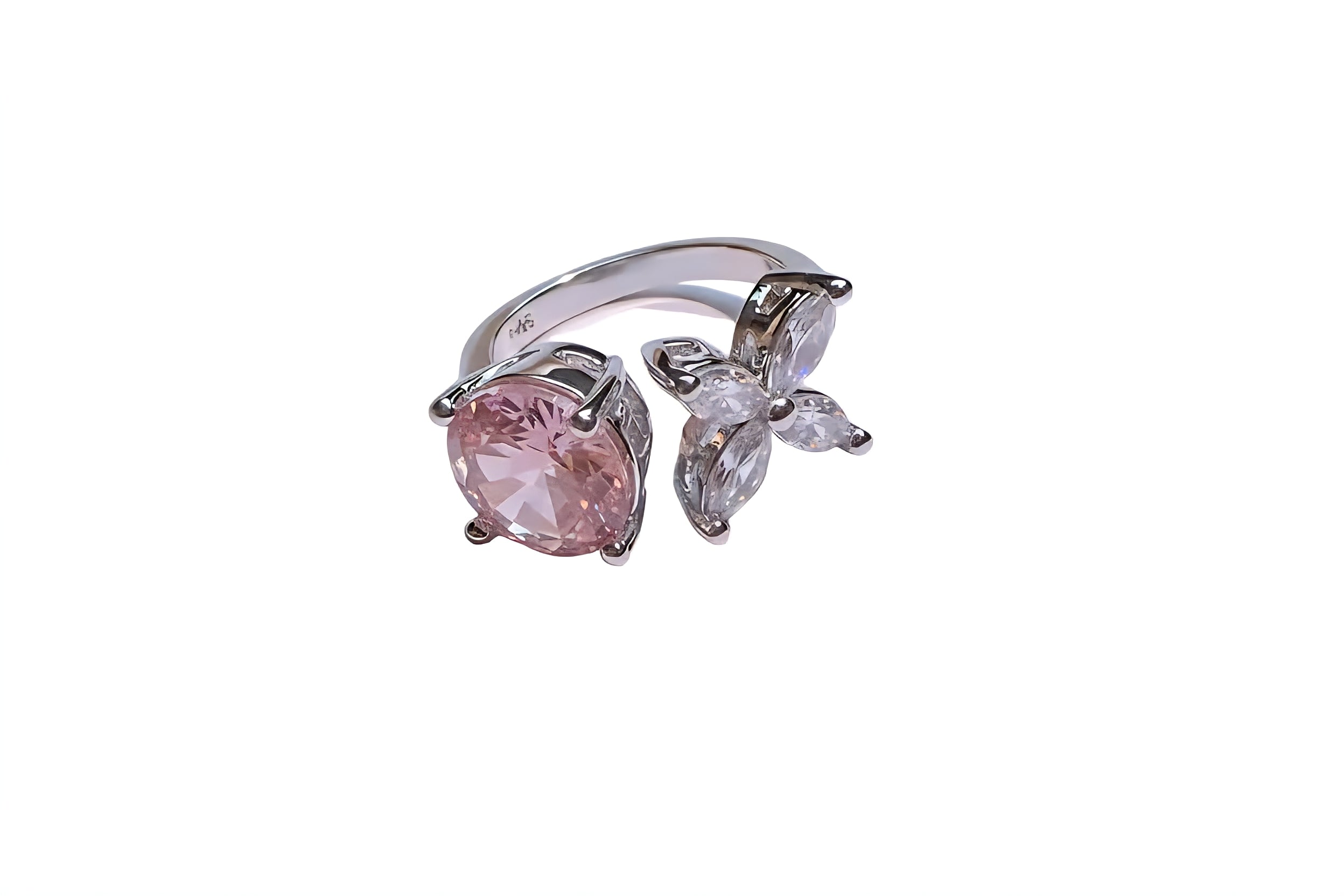 Pink Crystal Floral Jewelry Set