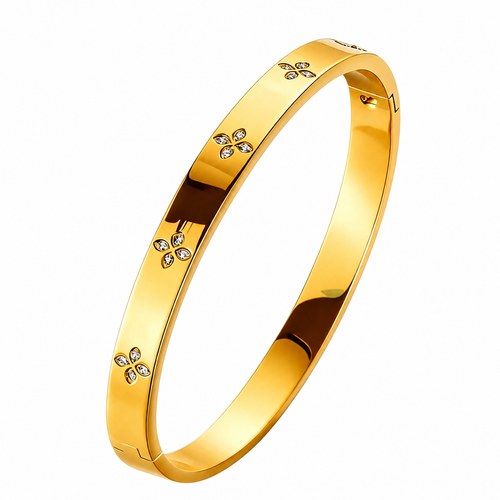 Clover Crystal Bangle Bracelet Set