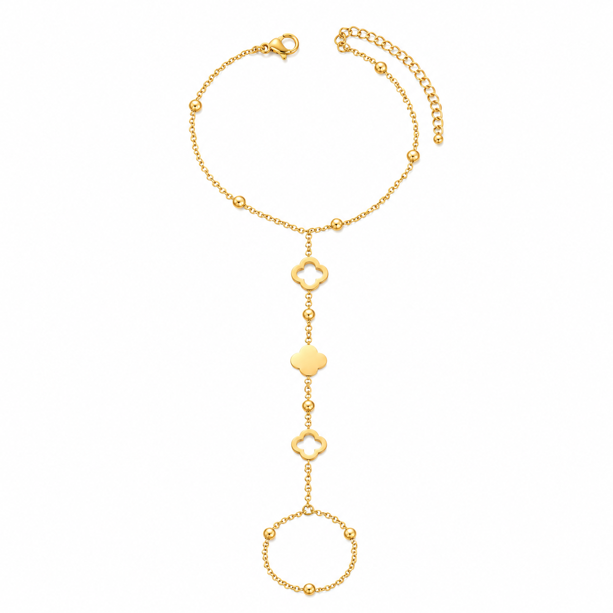 Gold Clover Hand Chain Bracelet