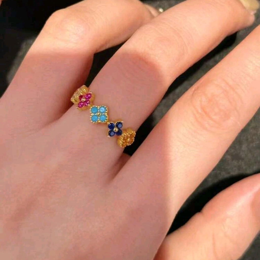 Colorful Clover Ring