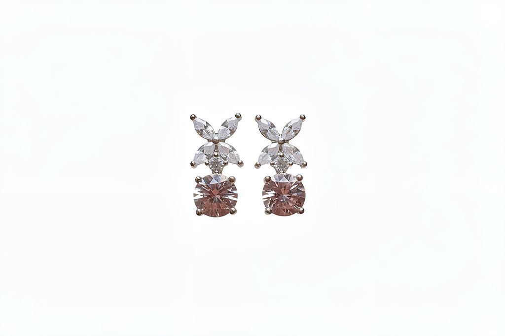 Pink Crystal Floral Jewelry Set