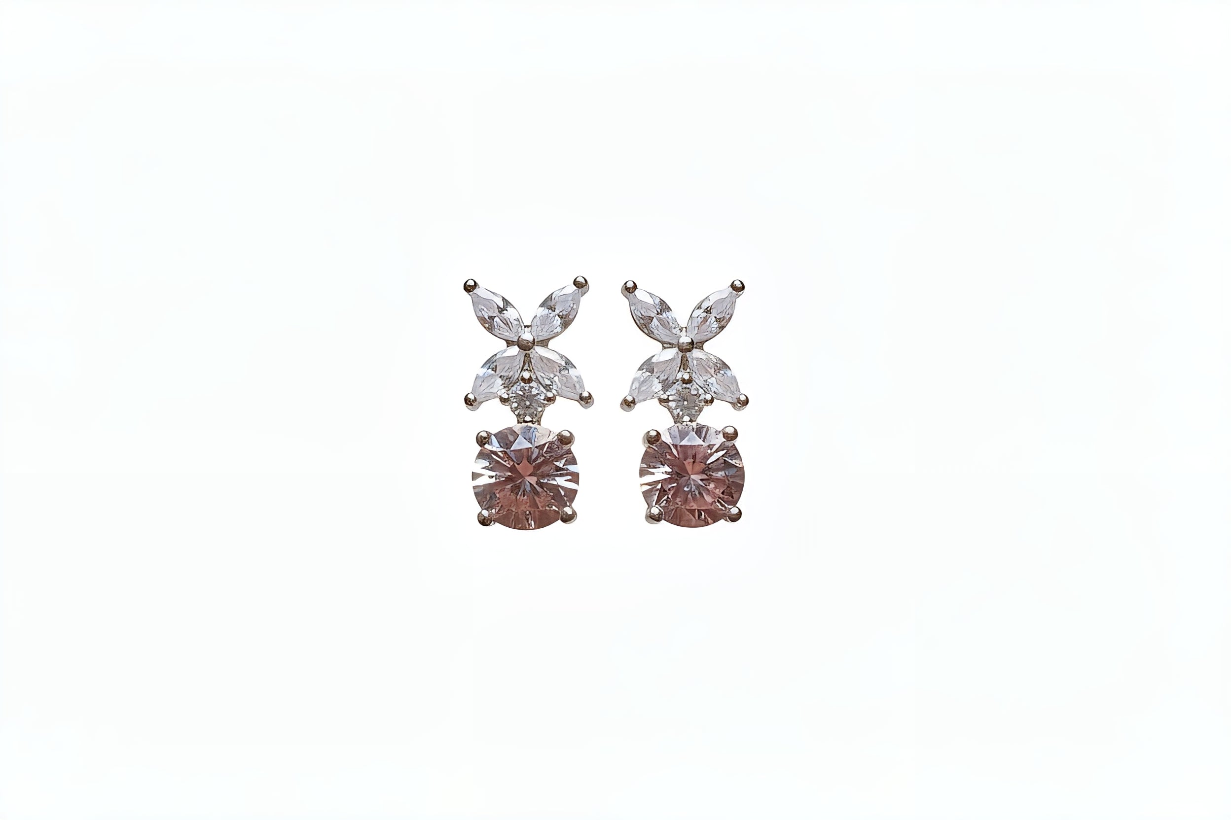 Pink Crystal Floral Jewelry Set