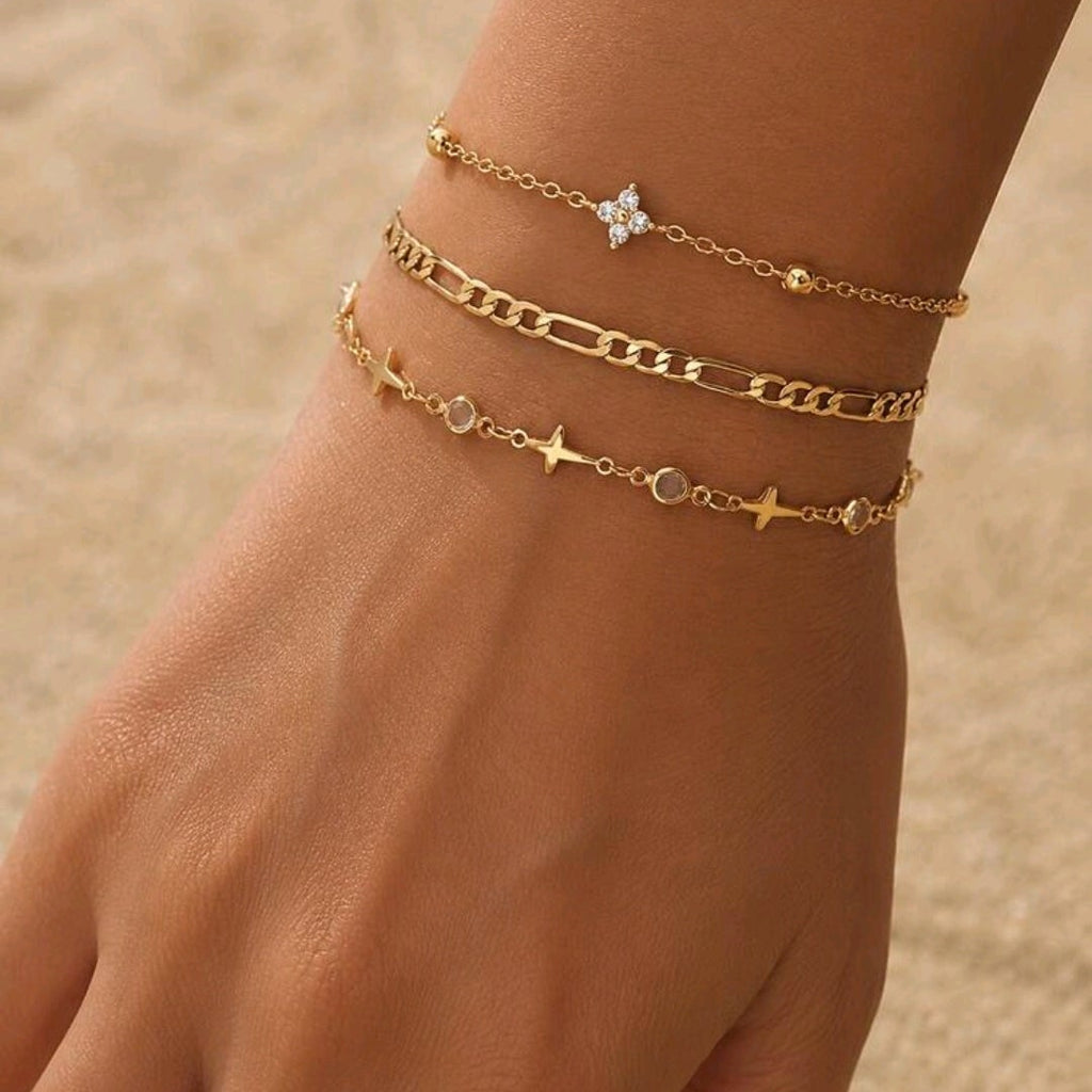 Layered Charm Bracelet Set
