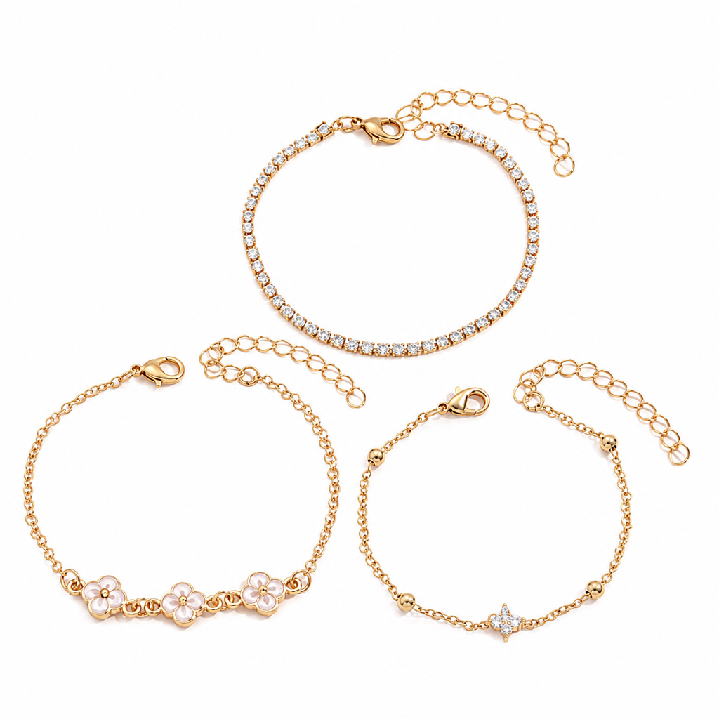 Luxury Floral Crystal Bracelet Set