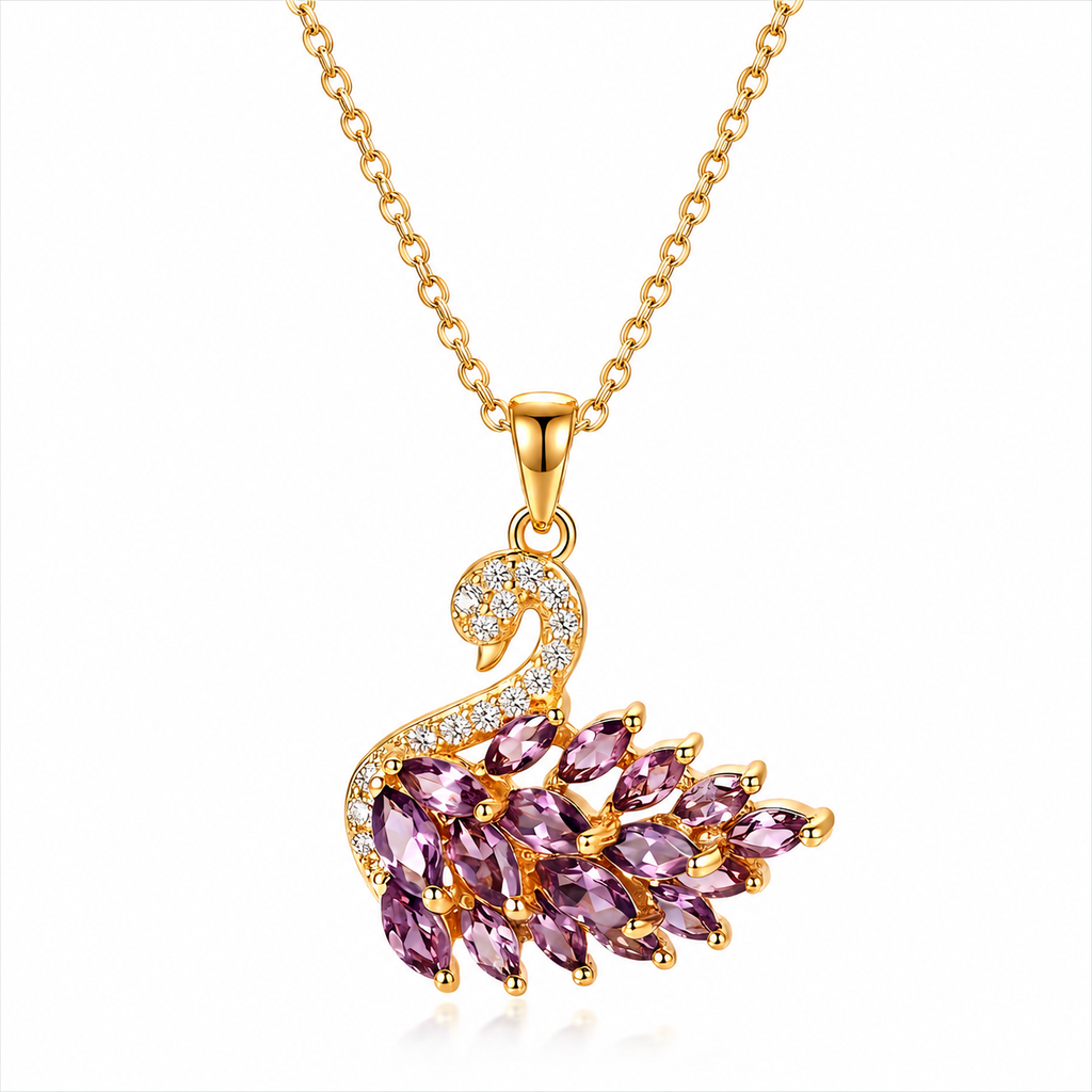 Purple & Gold Swan Necklace