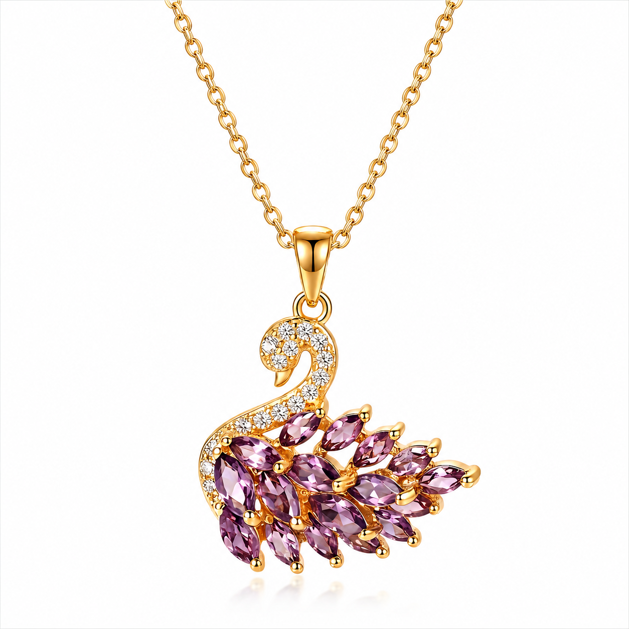 Purple & Gold Swan Necklace
