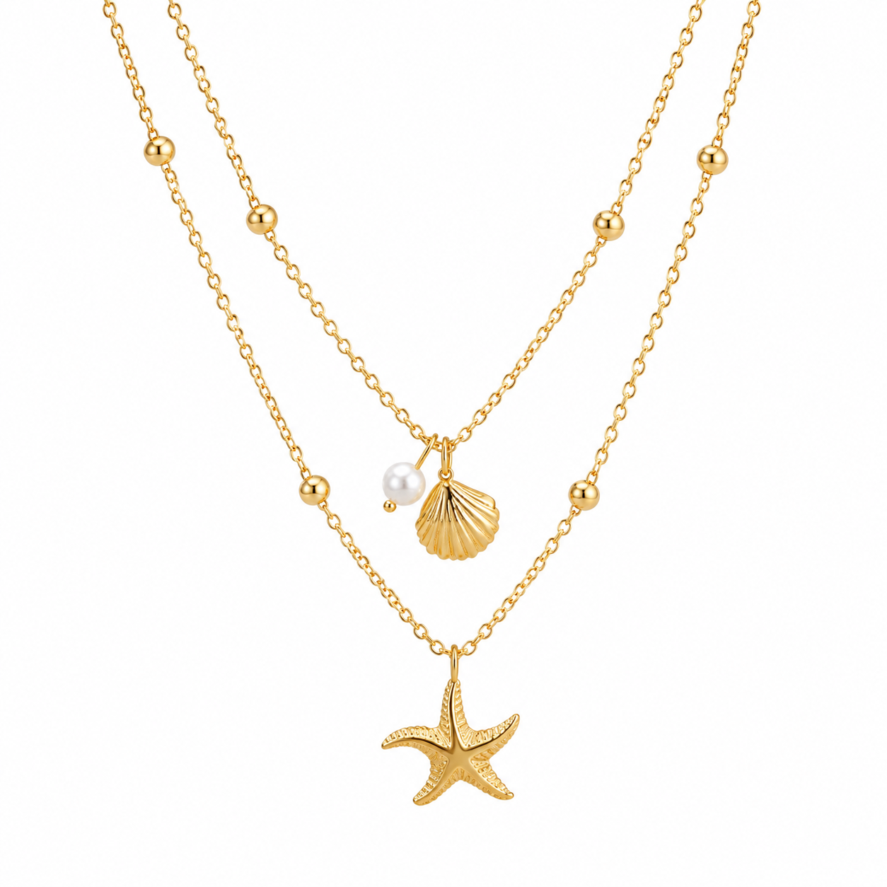 Layered Shell & Starfish Necklace