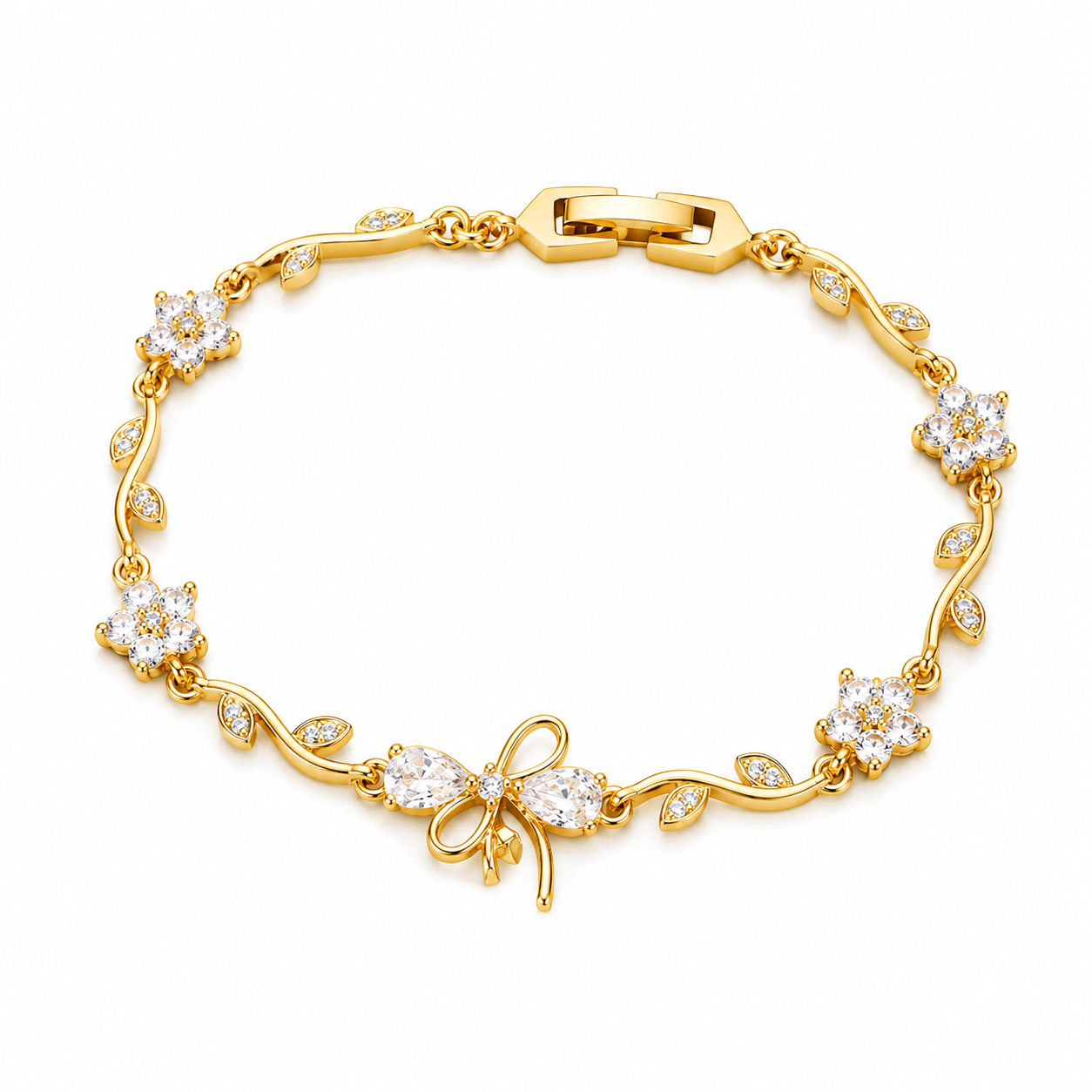 Floral Bow Zirconia Tennis Bracelet